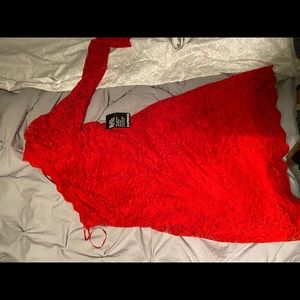 Red one shoulder dress from express. NWT